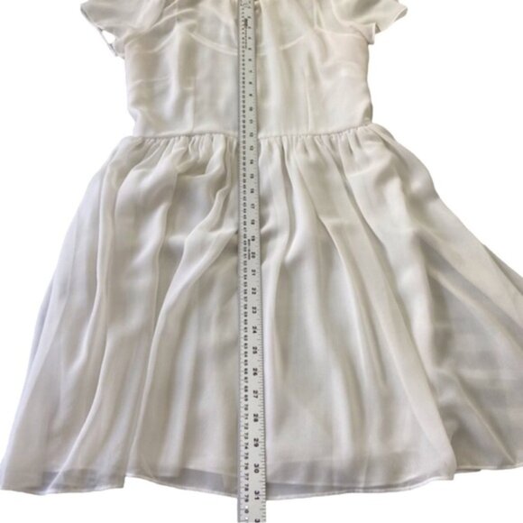 Amazing pearl white dress beaded embellishments off white short sleeves sheer M - Picture 11 of 13
